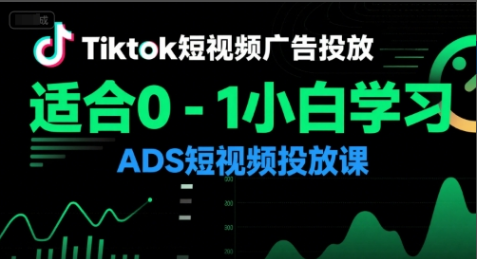 Tiktok短视频广告投放，适合0-1小白学习ADS短视频投放课-小马哥轻创网