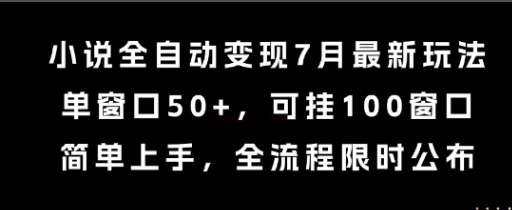 小说全自动变现7月玩法，单窗口50+，可挂100窗口，简单上手，全流程限时公布【揭秘】-小马哥轻创网