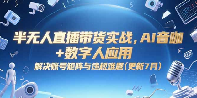 半无人直播带货实战，AI音咖+数字人应用 解决账号矩阵与违规难题(更新7月-小马哥轻创网